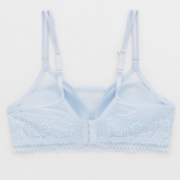 NEW Aerie Real Power Wireless Push Up Joy Lace Bra Light Blue - Picture 4 of 9